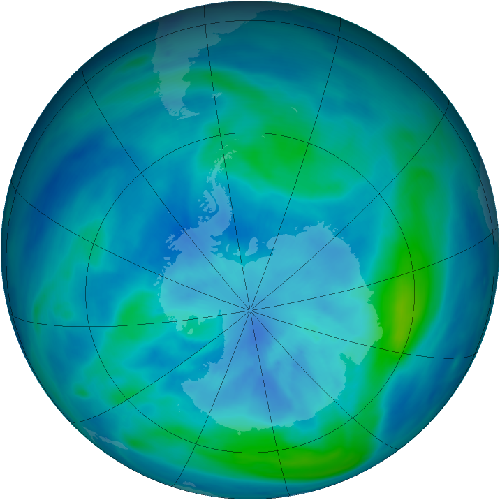 Antarctic ozone map for 21 March 2007